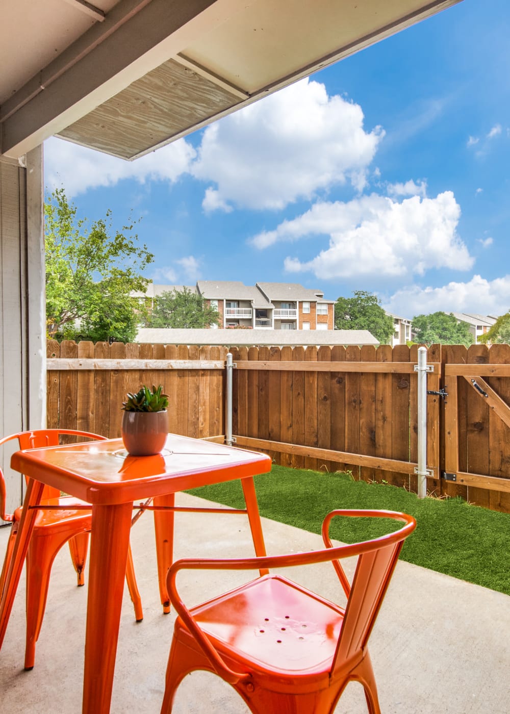 Cool patio at Birch Apartment Homes in Dallas, Texas