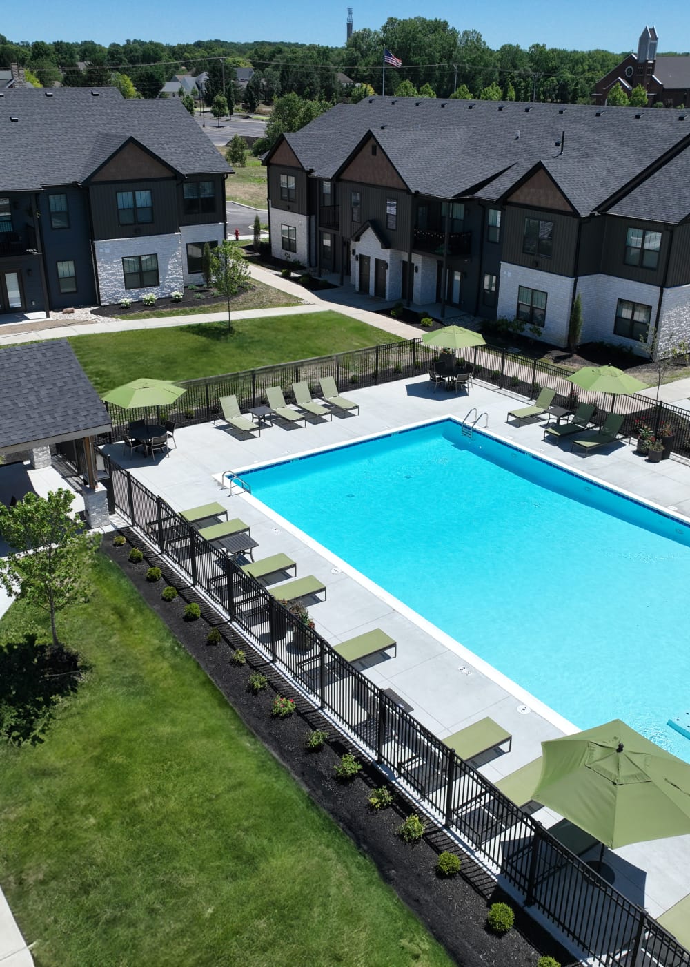 Sparkling resort-style pool and sundeck at Meribel in Springboro, Ohio