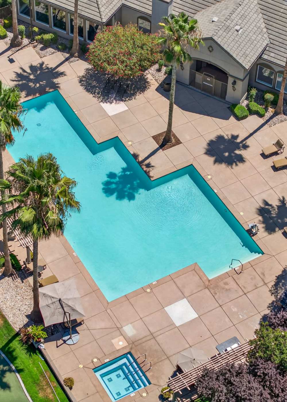 Shimmering swimming pool at Ashton Parc in Sacramento, California