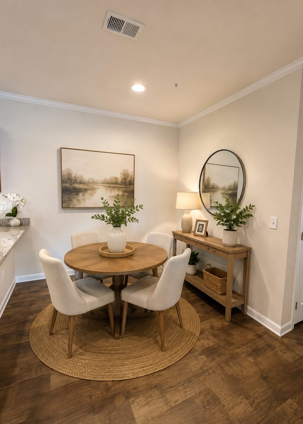Dining table setup at Palisades at The Park in Greenville,South Carolina