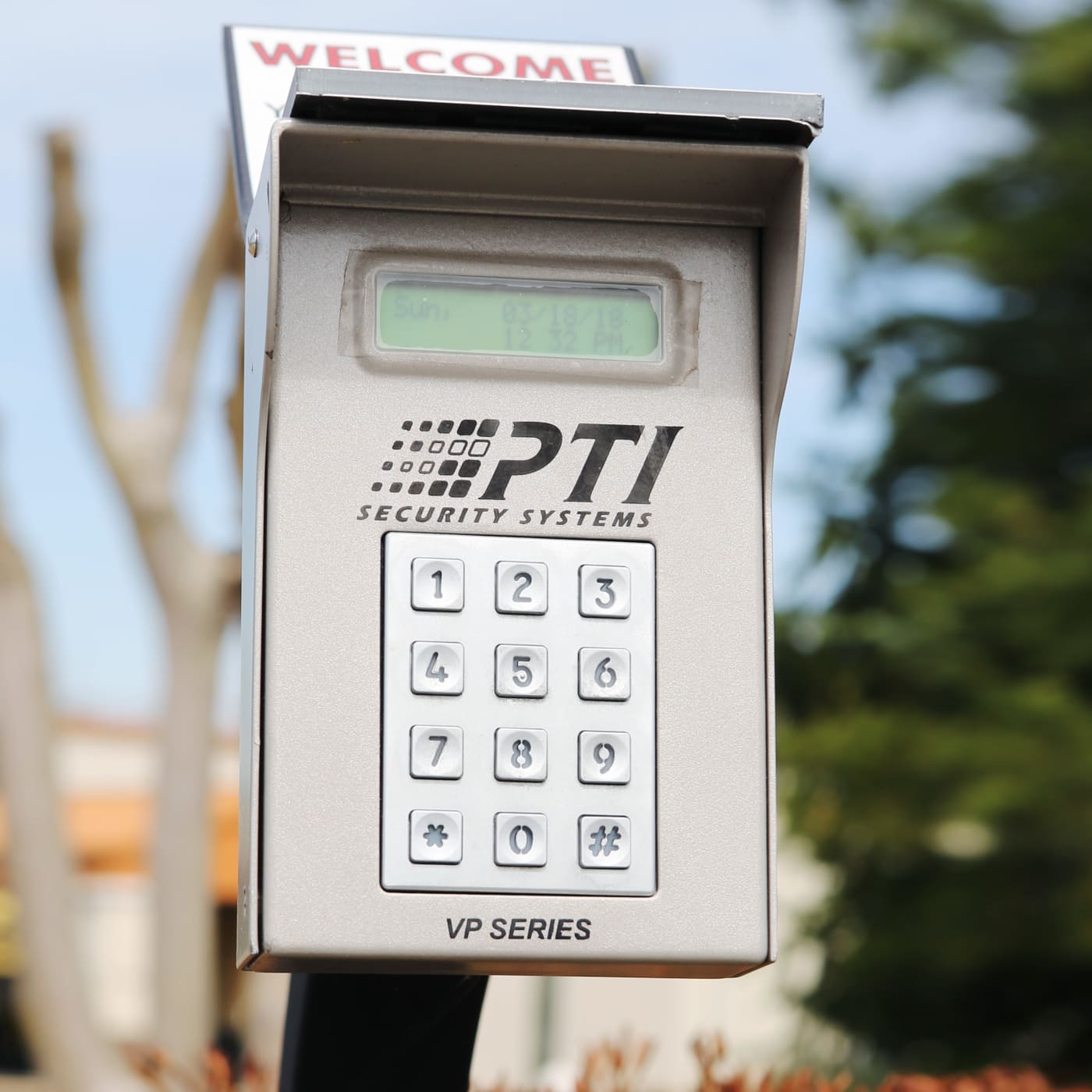 Keypad entrance to StoreSmart Self-Storage in McDonough, Georgia