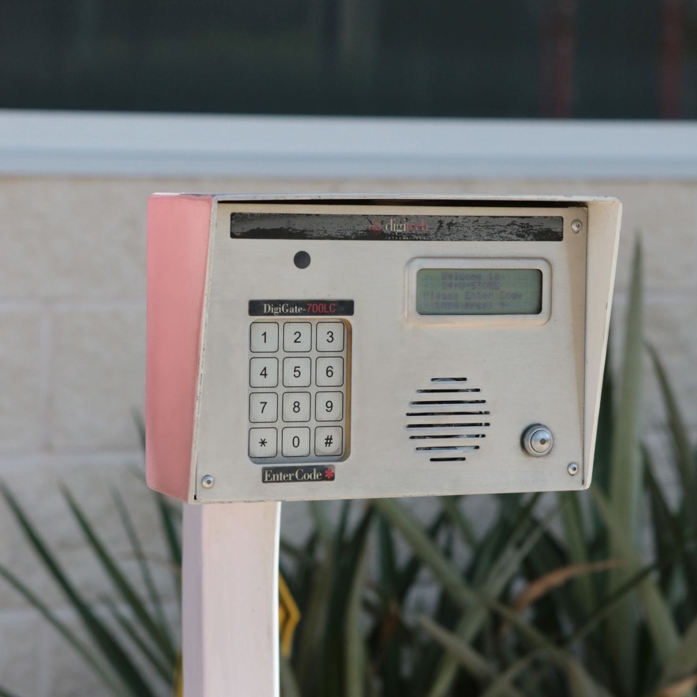 Keypad entrance to Midgard Self Storage in Lutz, Florida