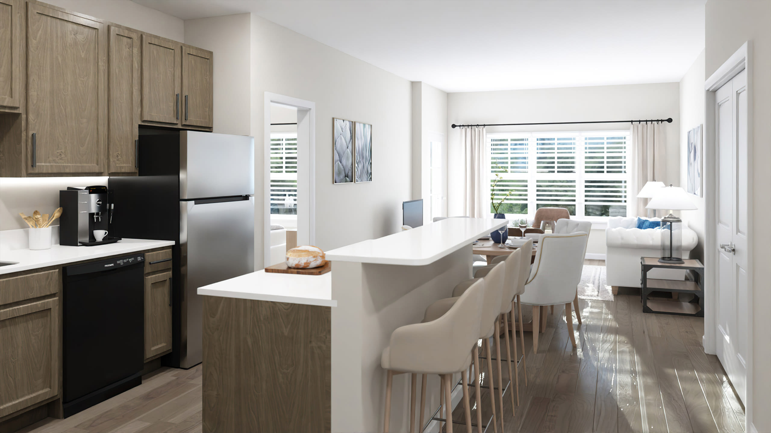 Kitchen and Living Room  