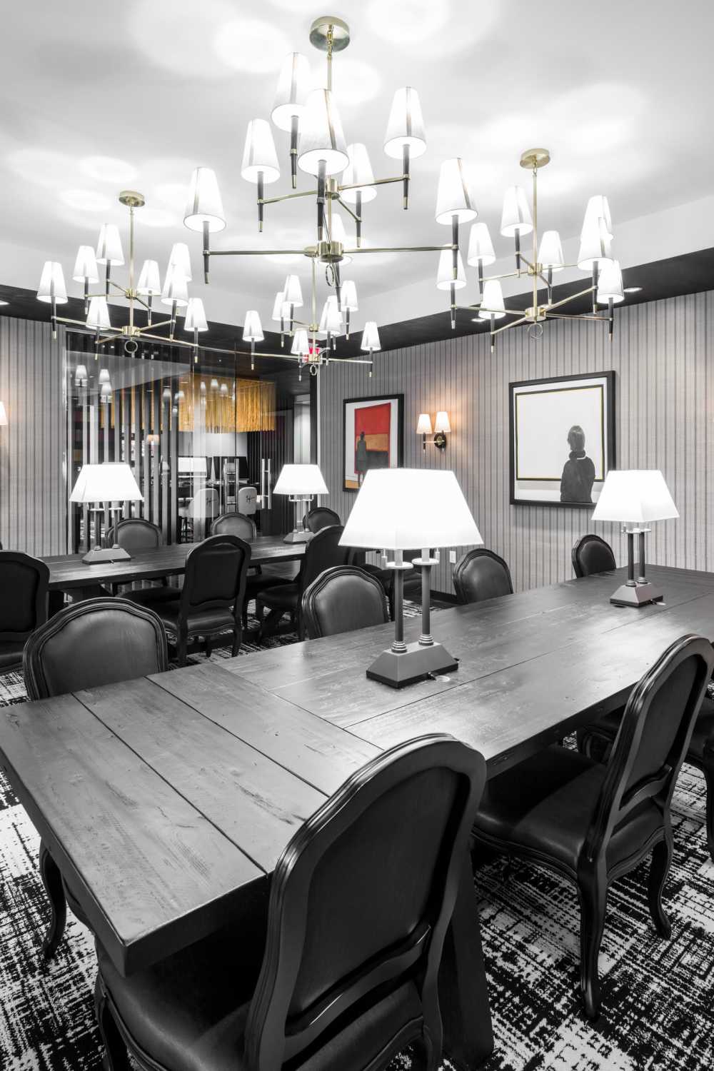 Fine furnishings in the lobby lounge at The Holly in Lubbock, Texas