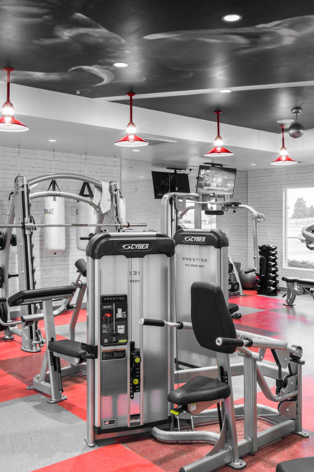 Very well-equipped onsite fitness center at The Holly in Lubbock, Texas