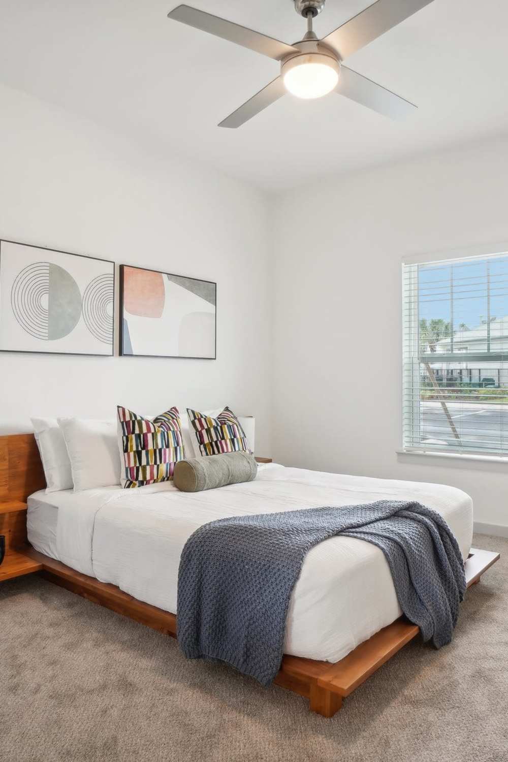 A furnished apartment bedroom at Avocet at Melbourne in Melbourne, Florida