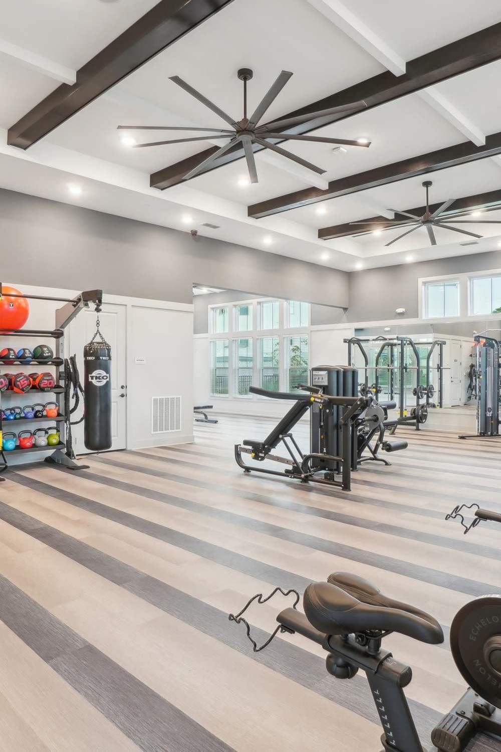 A well equipped fitness center at Avocet at Melbourne in Melbourne, Florida