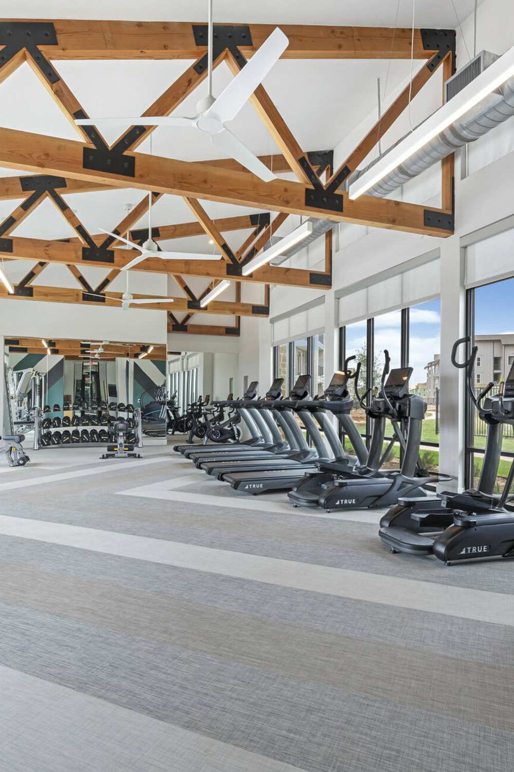 Fitness center at Slide North Apartments in Lubbock, Texas