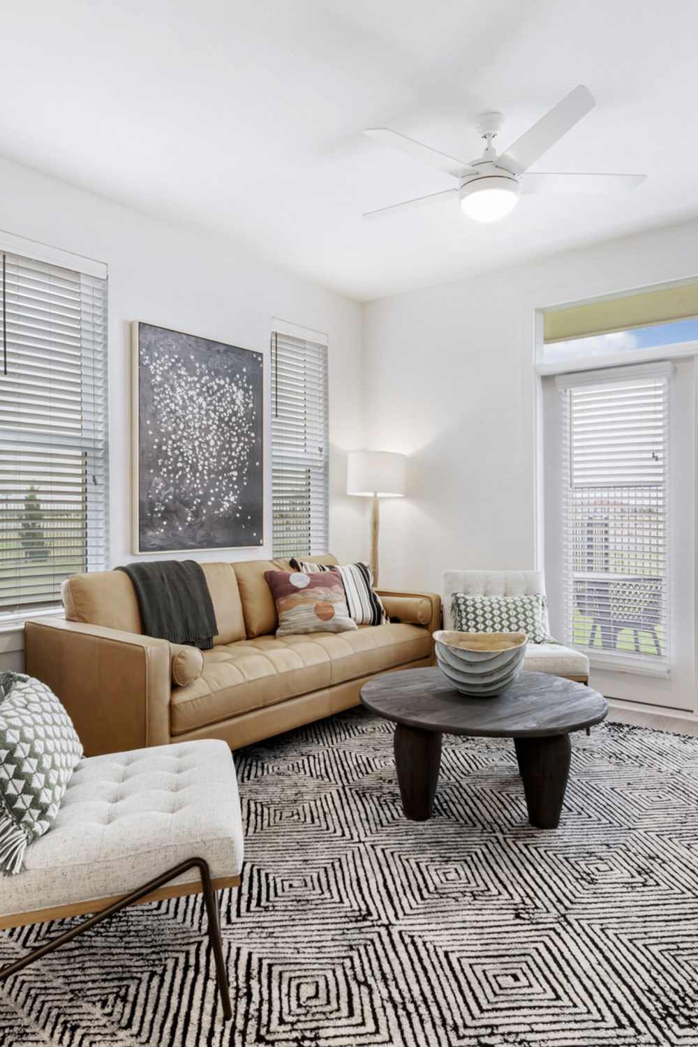 Apartment living room at Slide North Apartments in Lubbock, Texas