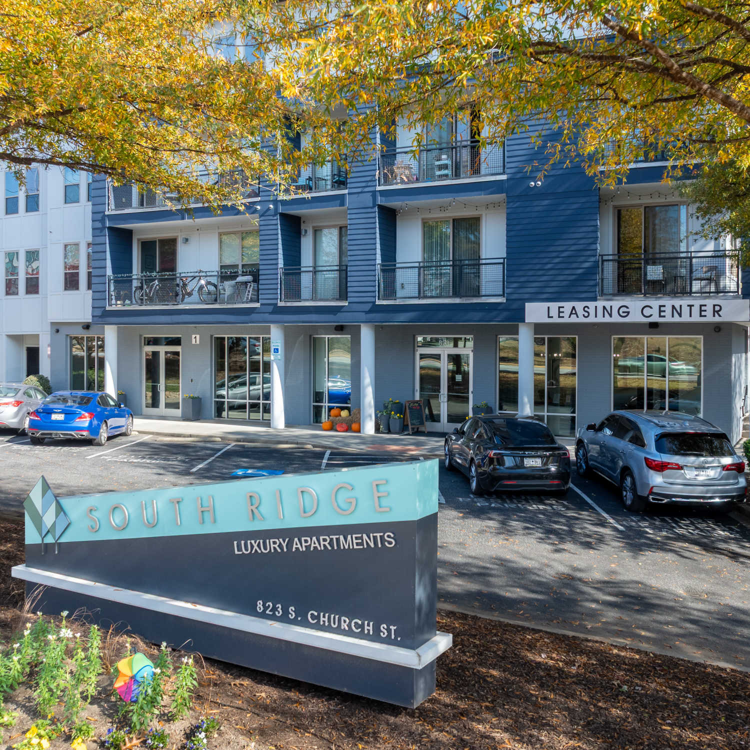 Exterior of the leasing office at South Ridge in Greenville, South Carolina