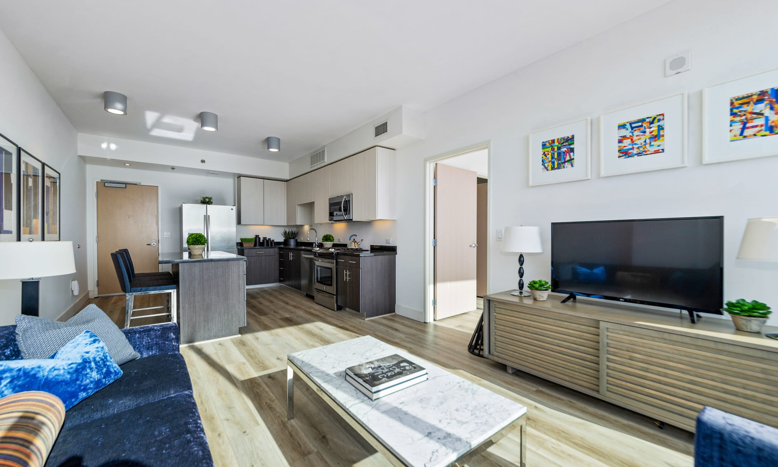 Well furnished model apartment at The Vermont in Los Angeles, California