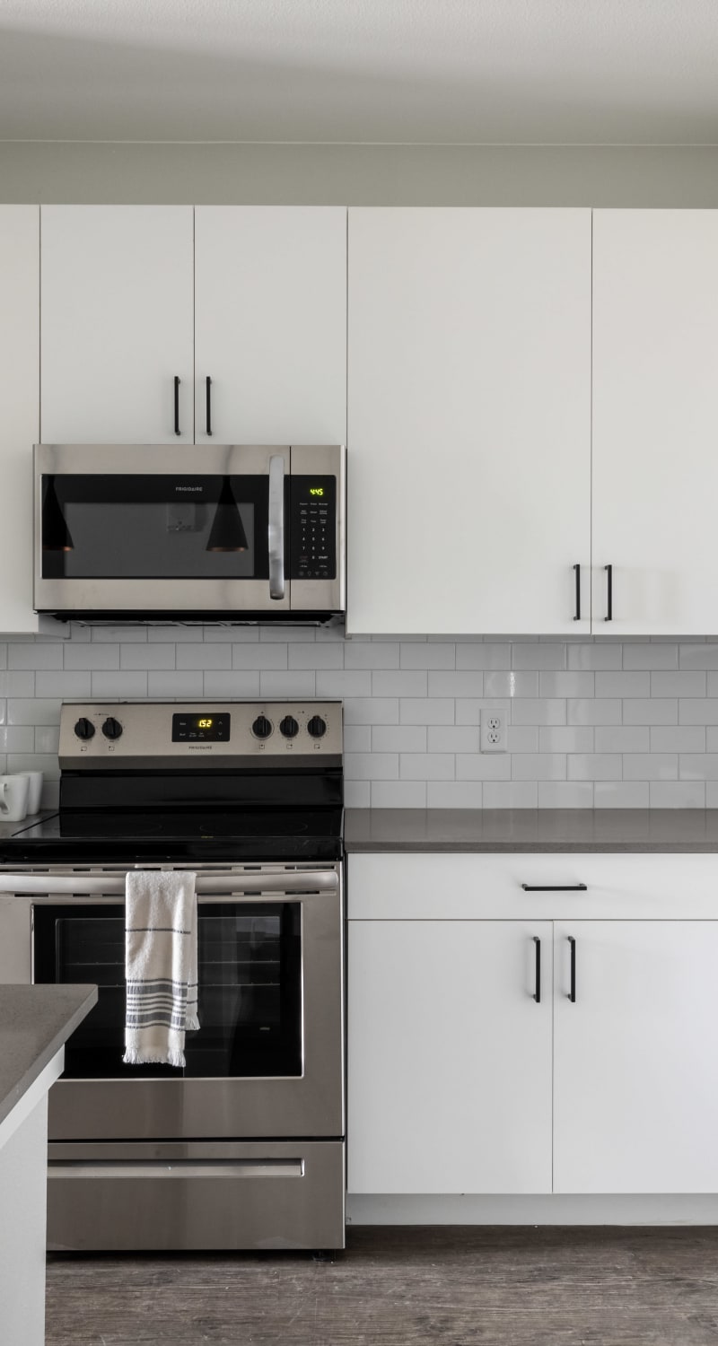 Stainless-steel appliances at Ladora Modern Apartments in Denver, Colorado