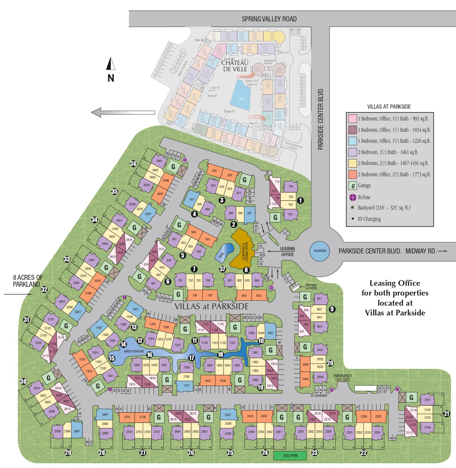 Site map of Villas at Parkside in Farmers Branch, TX