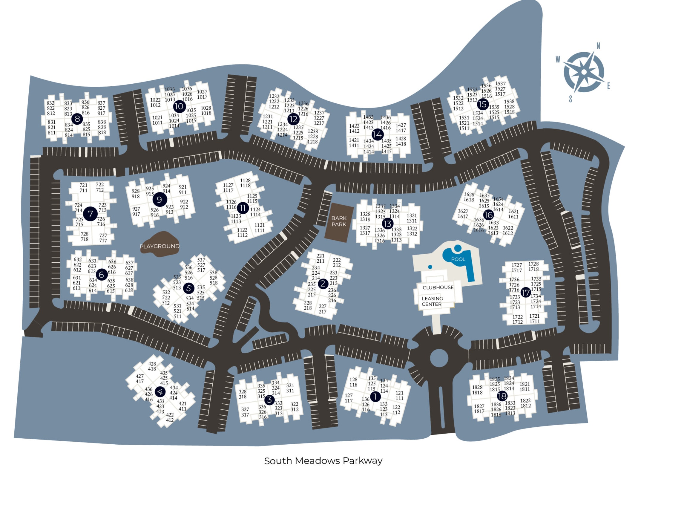 Community site map for The Vintage at South Meadows Condominium Rentals in Reno, Nevada