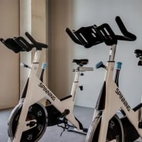 Stationary biking area at Marquee Living in Minneapolis, Minnesota