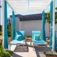 Pool area amenities at The James in Rocklin, California