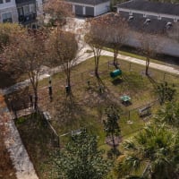 An aerial view of the dog park at Evergreen at Tuscany Villas in Baton Rouge, Louisiana