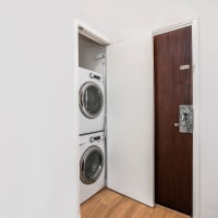 Washer and dryer in apartment at One India Street Apartments in Boston, Massachusetts