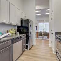 A modern apartment kitchen at Parkway Grand in Decatur, Georgia