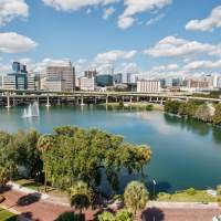 Neighborhood aerial at Lake Lucerne Towers in Orlando, 