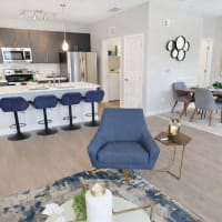 Living room of apartment with natural lighting at 81 West Apartments in Fort Myers, Florida