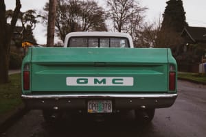 Old GMC truck at Ivy Row at South in Mobile, Alabama