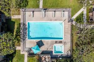 Aerial view of the pool at Westlake Village in Costa Mesa, California