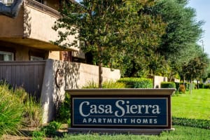 Roadside signage for Casa Sierra in Riverside, California