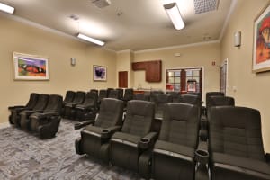 Theater room at Mariposa Pecan Park in La Porte, Texas