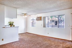 Apartment living room at The Palms Apartments in Rowland Heights, California