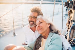 Older couple enjoying a romantic moment at Mariposa at Westchester in Grand Prairie, Texas