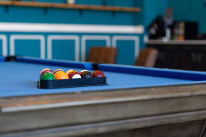 Pool table in the gameroom at The Flats at East Bay in Fairhope, Alabama