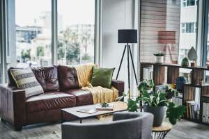 Model living room at Vista Rose Apartments in Wasilla, Alaska