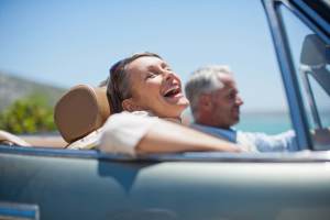 Couple driving in a car near The Blakely in Shoreline, Washington