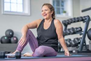 Happy resident at fitness center at Lake Wood Ranch in Coeur d'Alene, Idaho