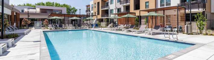 Outdoor swimming at Sutter Green Apartments in Sacramento, California