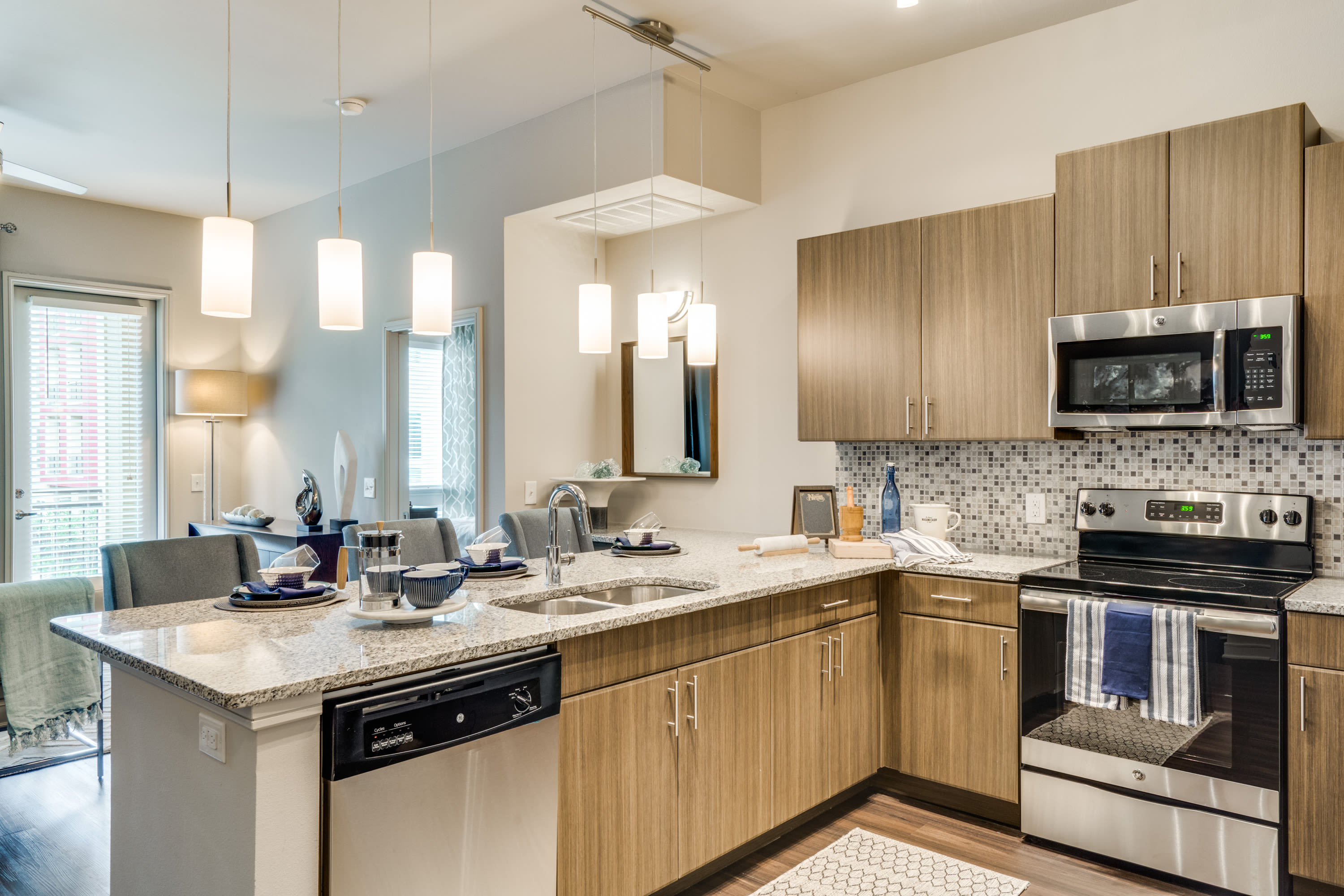 Modern kitchen at 801 LasCo in Irving, Texas