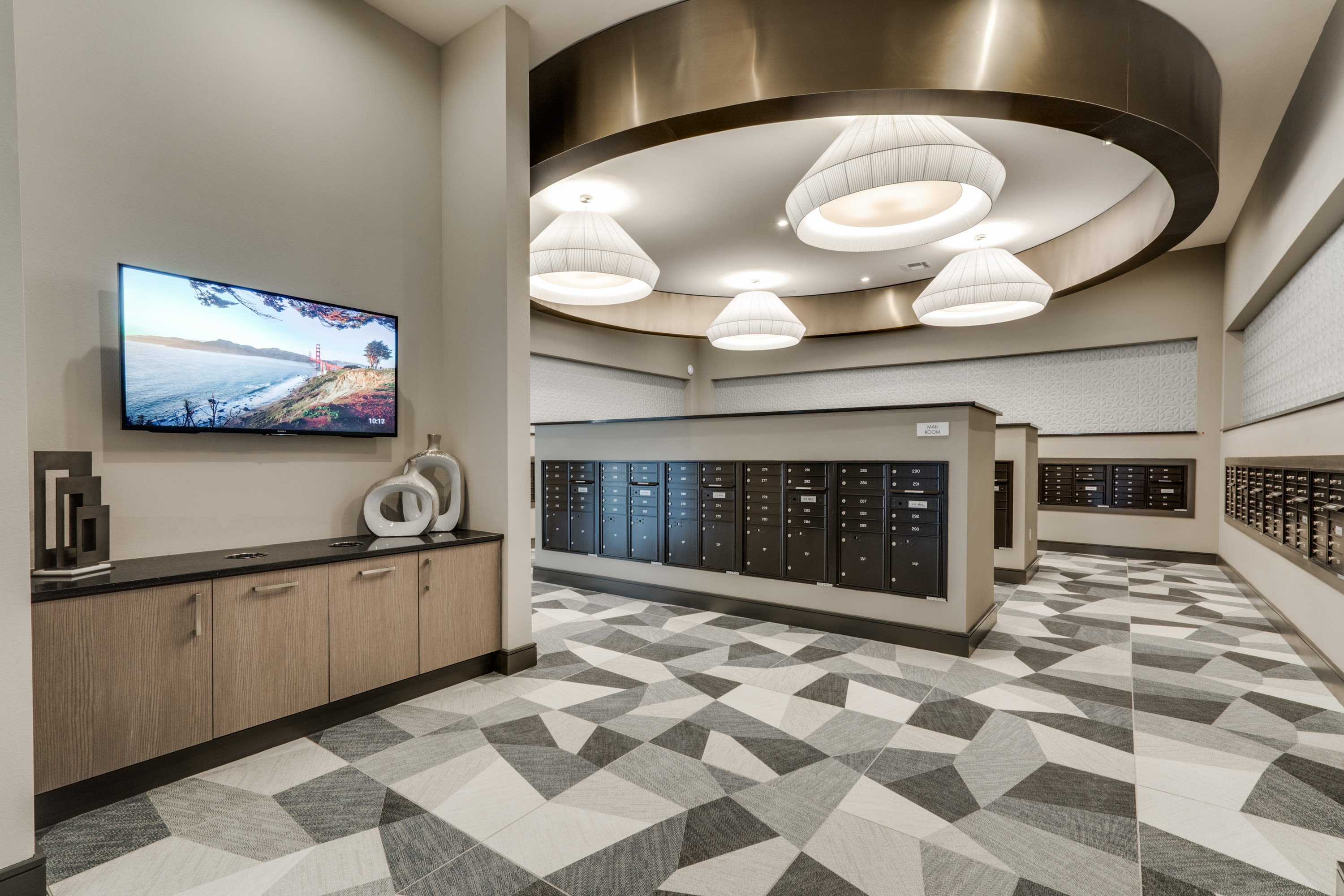 Mailroom at 801 LasCo in Irving, Texas