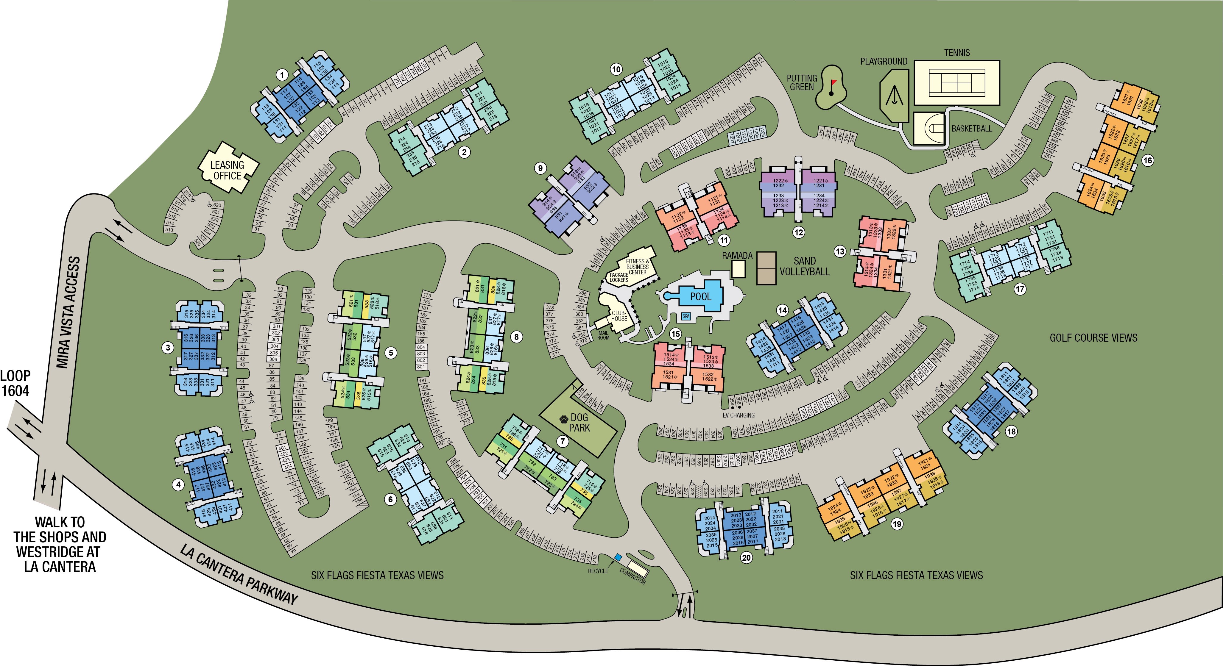 Site map of Mira Vista at La Cantera in San Antonio, TX