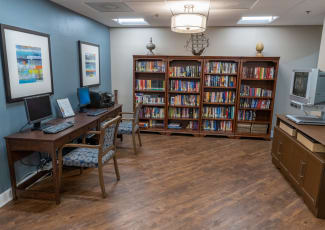 A library at Royal Palm Senior Living in Port Charlotte, Florida