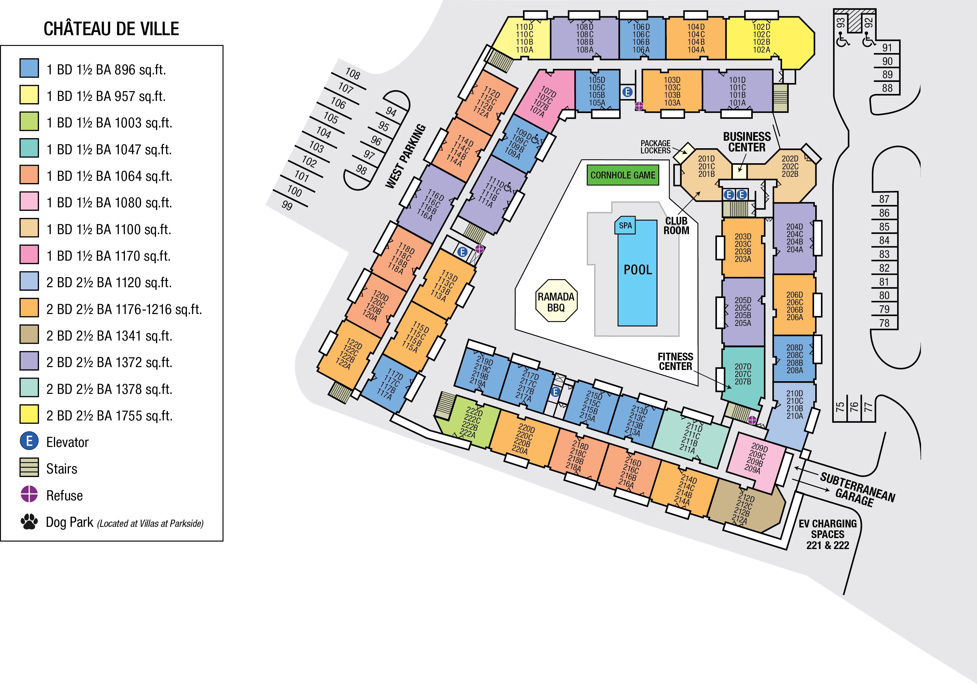Site map of Chateau de Ville in Farmers Branch, TX