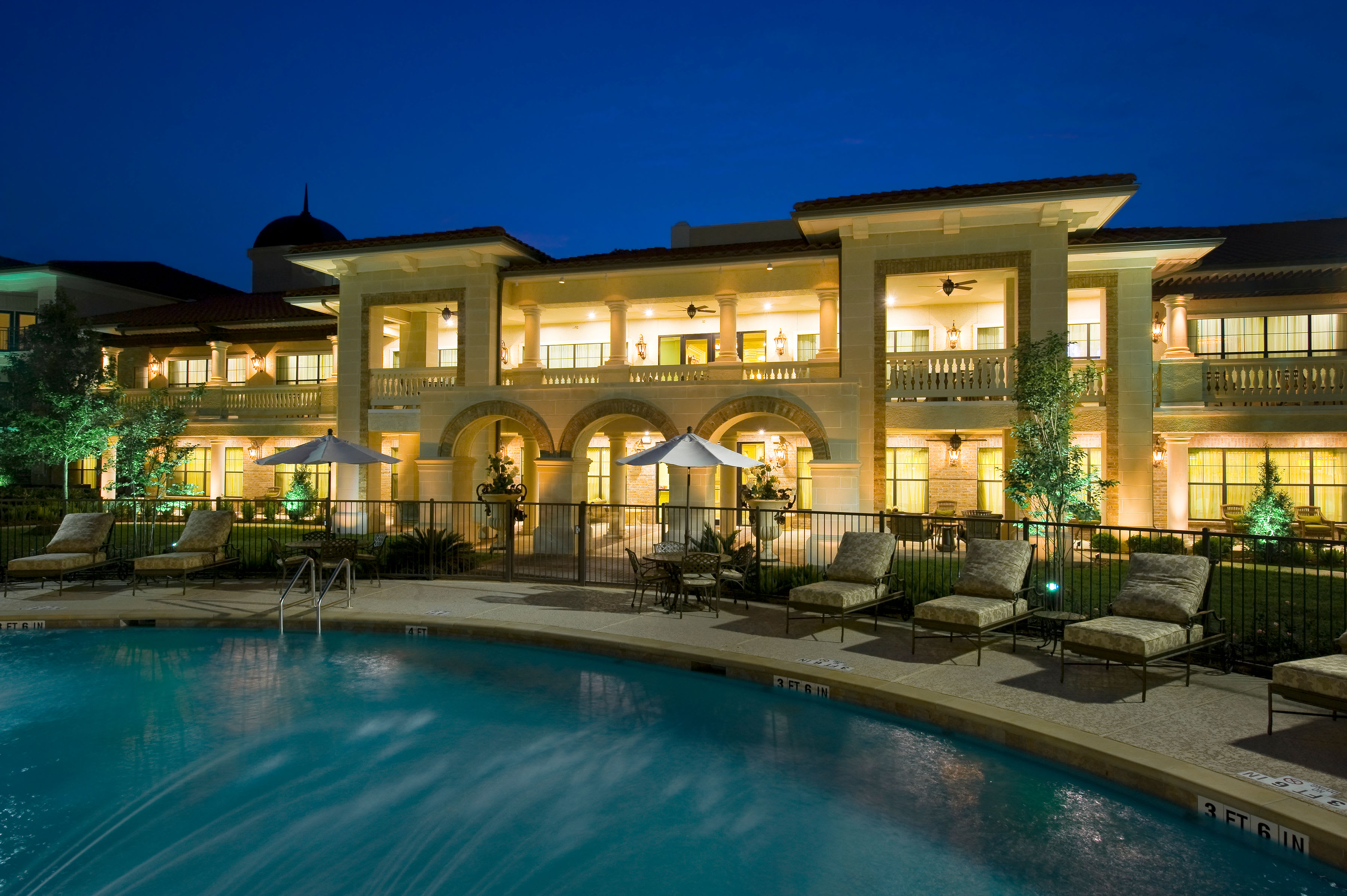 Exterior view of the entrance to our wonderful senior living community in The Woodlands.