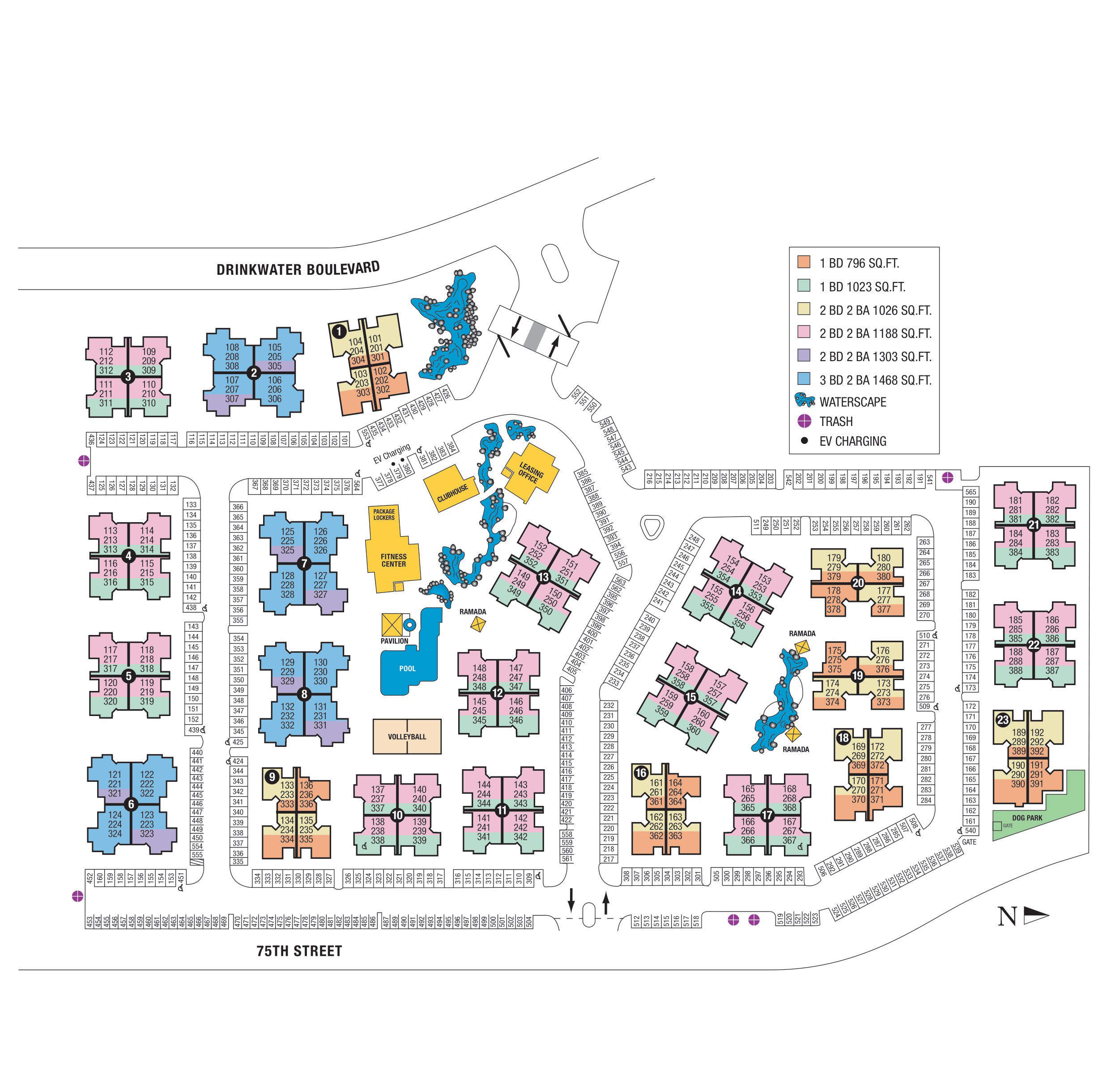 Site map of San Marin at the Civic Center in Scottsdale, AZ