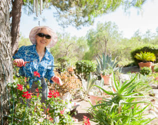 Woman gardening at Westmont Village in Riverside, California