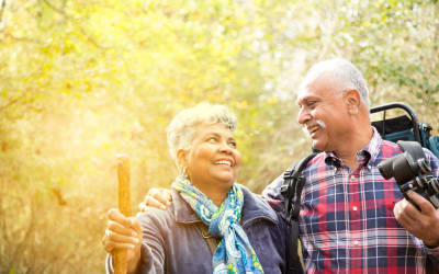 People hugging at Hollywood Hills, A Pacifica Senior Living Community in Los Angeles, California