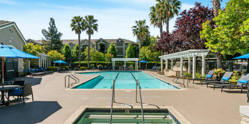 The pool at Hawthorn Village Apartments in Napa, California