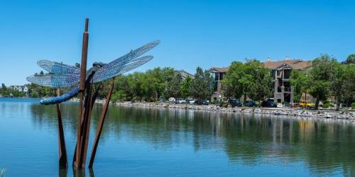 Sculpture in the lake at Edgewater at Virginia Lake in Reno, Nevada