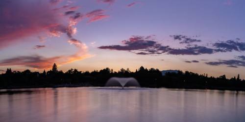 Beautiful sunset at Edgewater at Virginia Lake in Reno, Nevada