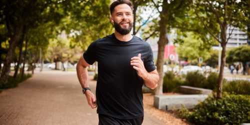 Resident jogging in a park near Lexington Green in El Cajon, California