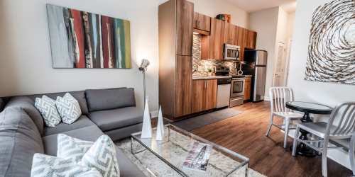 View of apartment with car parking at West End Village in Nashville, Tennessee